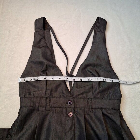 Nasty Gal Midi Dress Button Front Sz S Strappy Back Preppy Academia Retro Work - Picture 14 of 16